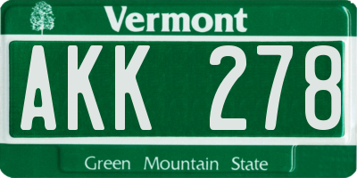 VT license plate AKK278