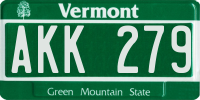 VT license plate AKK279