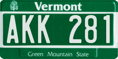 VT license plate AKK281