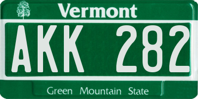VT license plate AKK282
