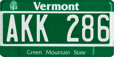 VT license plate AKK286
