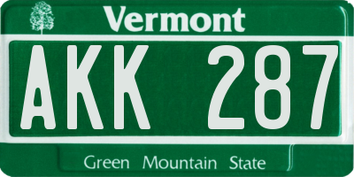 VT license plate AKK287