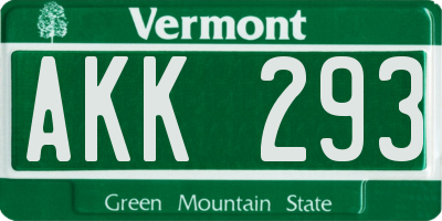 VT license plate AKK293