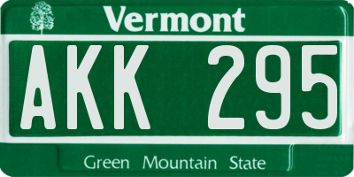 VT license plate AKK295