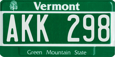 VT license plate AKK298