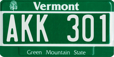 VT license plate AKK301