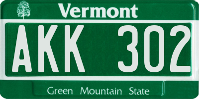 VT license plate AKK302
