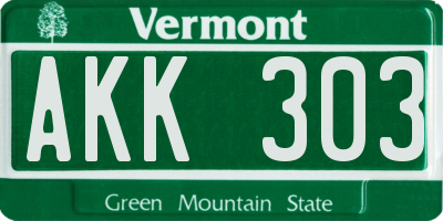 VT license plate AKK303