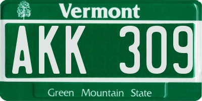 VT license plate AKK309