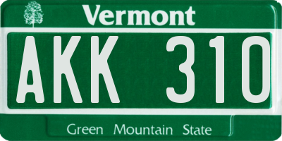 VT license plate AKK310