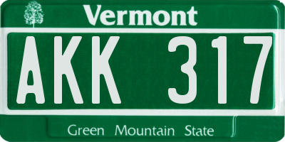 VT license plate AKK317