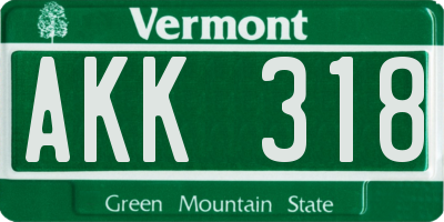 VT license plate AKK318