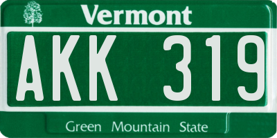 VT license plate AKK319