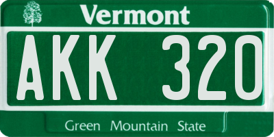 VT license plate AKK320