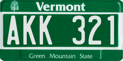 VT license plate AKK321