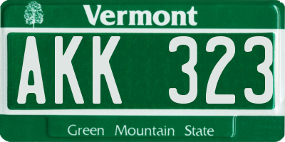 VT license plate AKK323