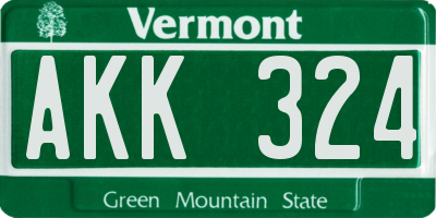 VT license plate AKK324