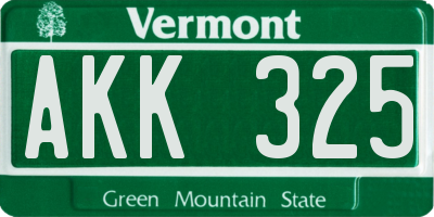 VT license plate AKK325