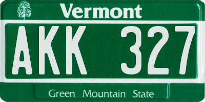 VT license plate AKK327