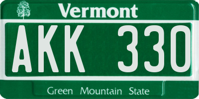 VT license plate AKK330