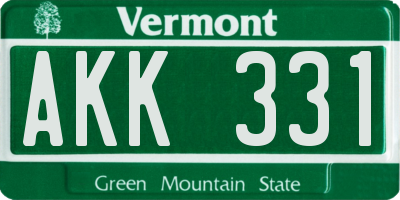 VT license plate AKK331