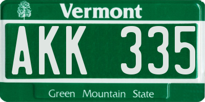 VT license plate AKK335
