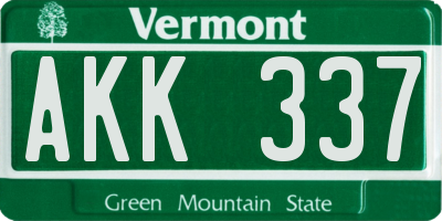 VT license plate AKK337