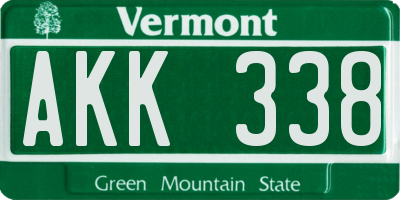 VT license plate AKK338