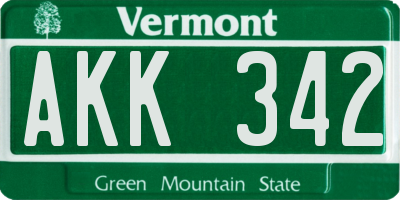 VT license plate AKK342