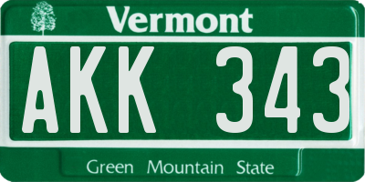 VT license plate AKK343