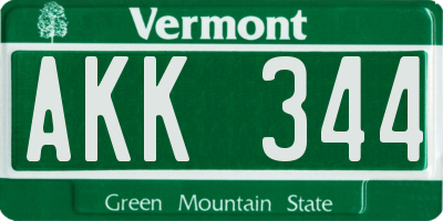 VT license plate AKK344