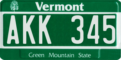 VT license plate AKK345