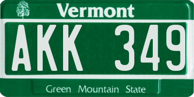 VT license plate AKK349