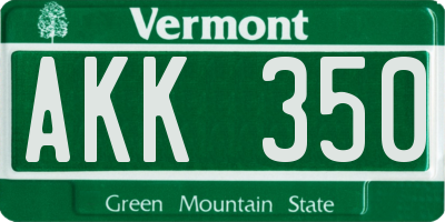 VT license plate AKK350