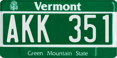 VT license plate AKK351