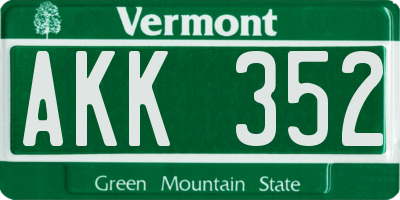 VT license plate AKK352