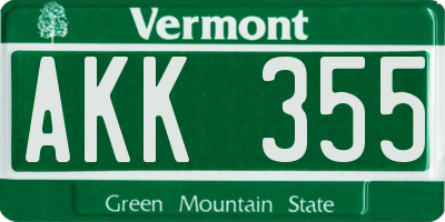VT license plate AKK355