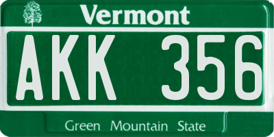 VT license plate AKK356
