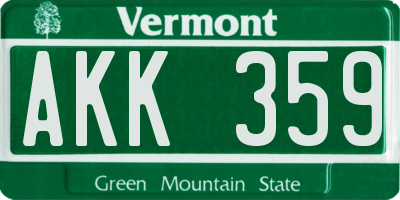 VT license plate AKK359