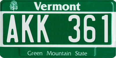 VT license plate AKK361