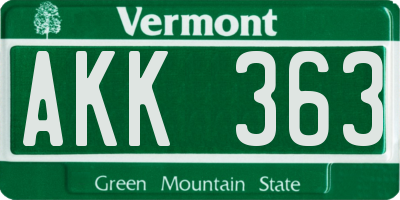 VT license plate AKK363