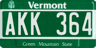 VT license plate AKK364