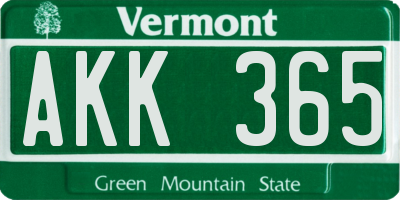 VT license plate AKK365