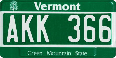 VT license plate AKK366