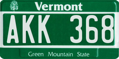 VT license plate AKK368
