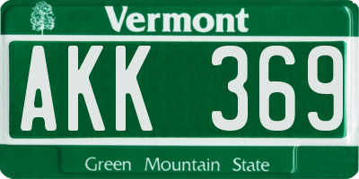 VT license plate AKK369