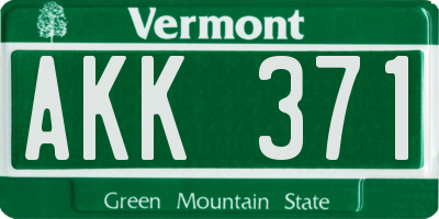 VT license plate AKK371