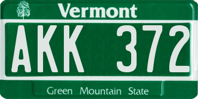 VT license plate AKK372
