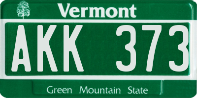 VT license plate AKK373