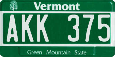 VT license plate AKK375